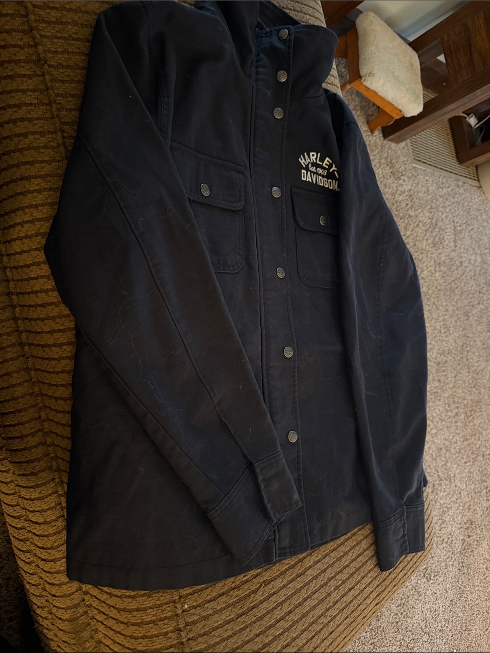 Harley-Davidson Black Snap-Front Lightweight Shirt Jacket